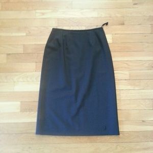 Navy Wool Pencil Skirt